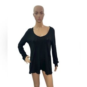 ATM Anthony Thomas Melillo Size L Long Sleeve Destroyed Washed Tee Black